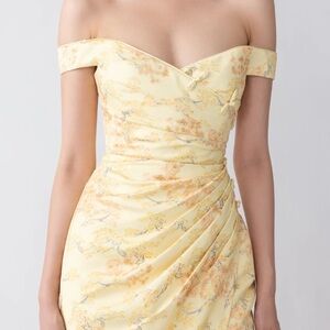 Floral Off-Shoulder Yellow Dress
